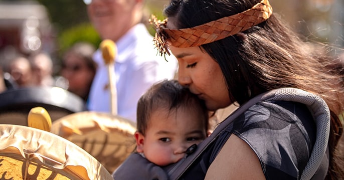 moose hide woman and baby