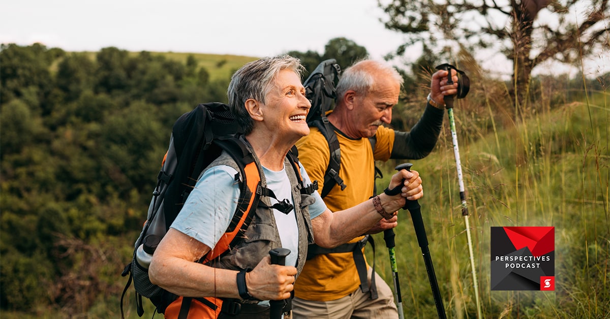 Older couple hiking