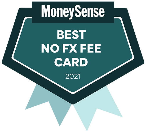 Badge: Winner of the 2021 MoneySense Best Rewards Card (for No FX).