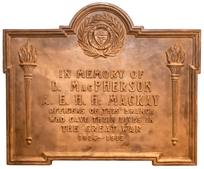 Plaque représentant Duncan MacPherson &  Andrew Edward Hector Hugh Mackay